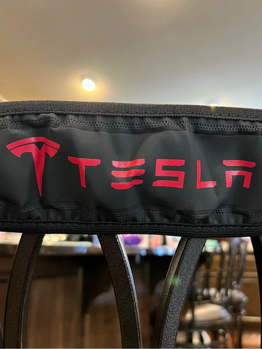 TESLA Black & Red Steering Wheel Cover